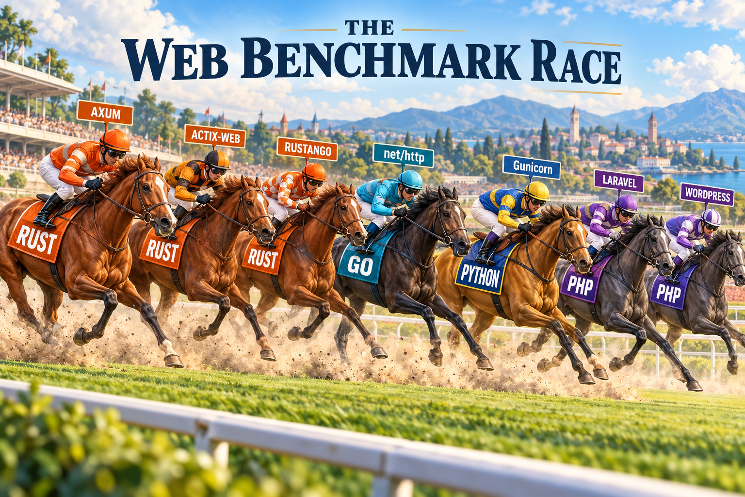 A Fair Benchmark: Rust, Go, Python, Laravel and WordPress